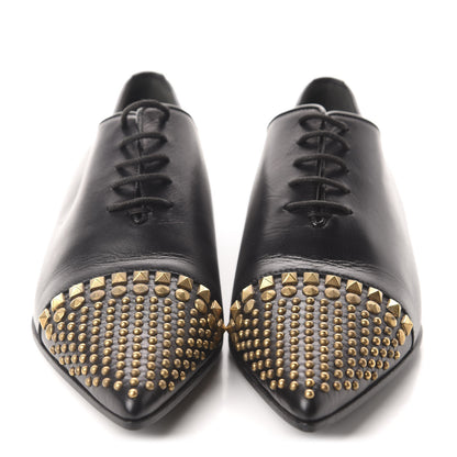 Gucci Calfskin Studded Lace Up Oxford 36 Black 2 of 10