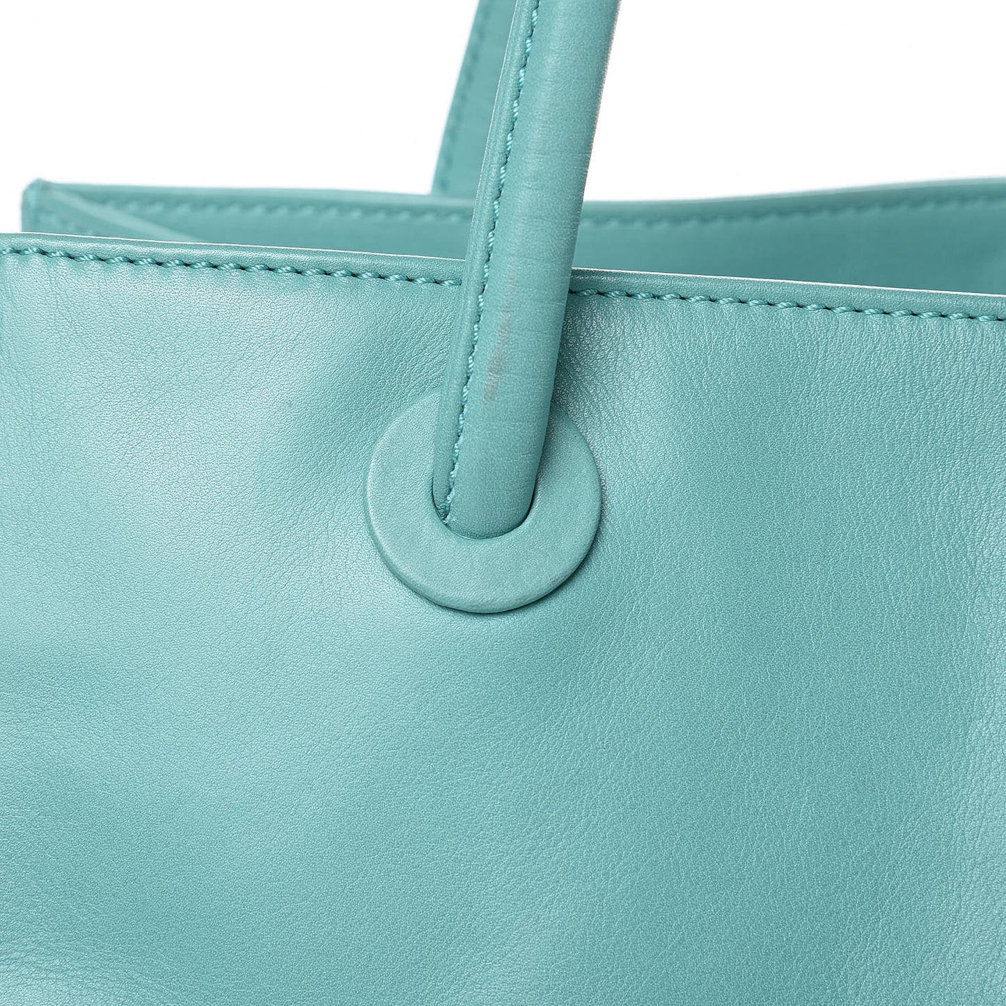 Lambskin CC Stitched Tote Turquoise