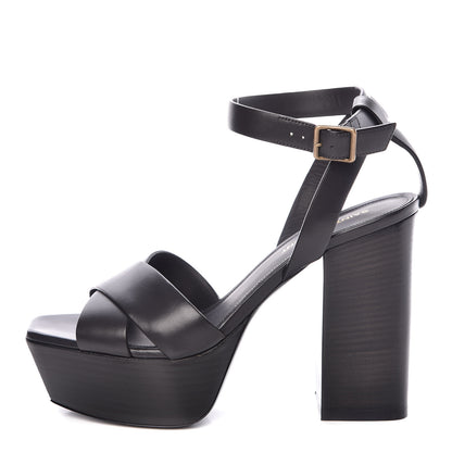 Saint Laurent Calfskin Farrah 80 Platform Sandals 38 Paris Fog 1 of 8