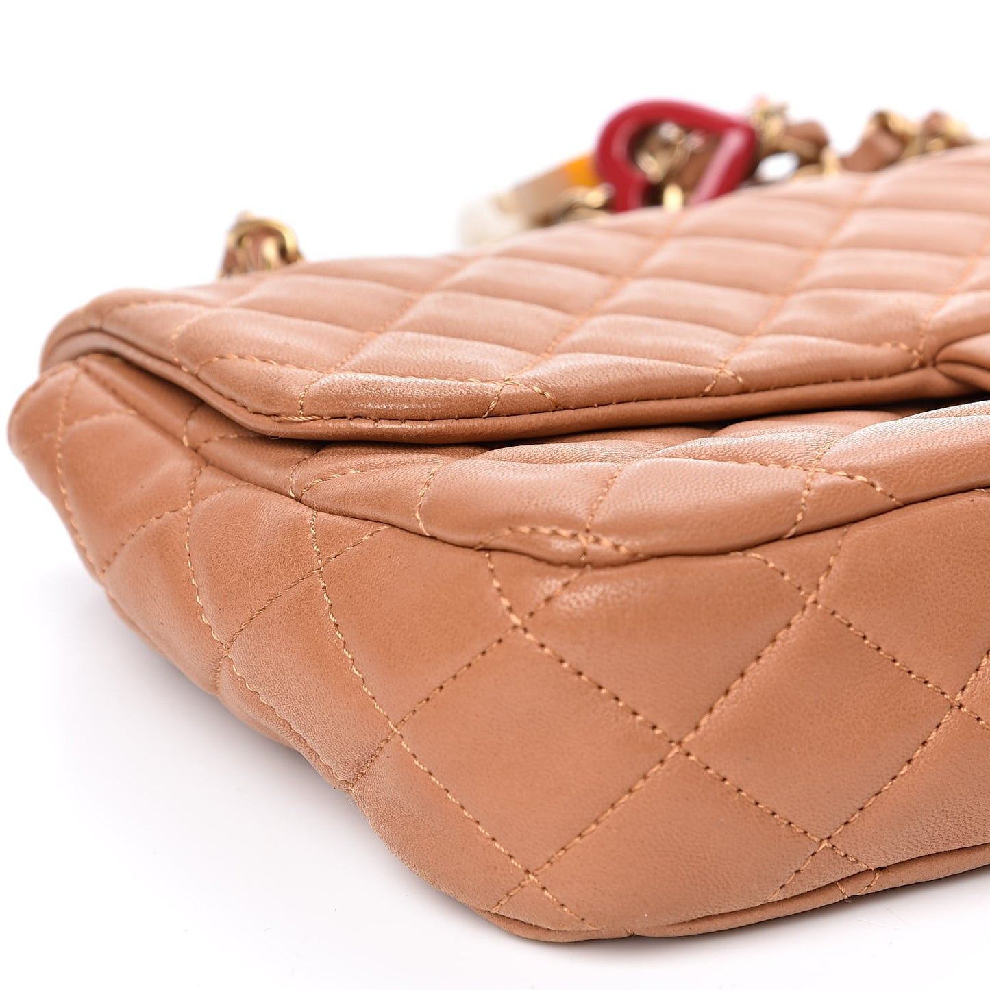 Lambskin Quilted Medium Cruise Charm Single Flap Beige