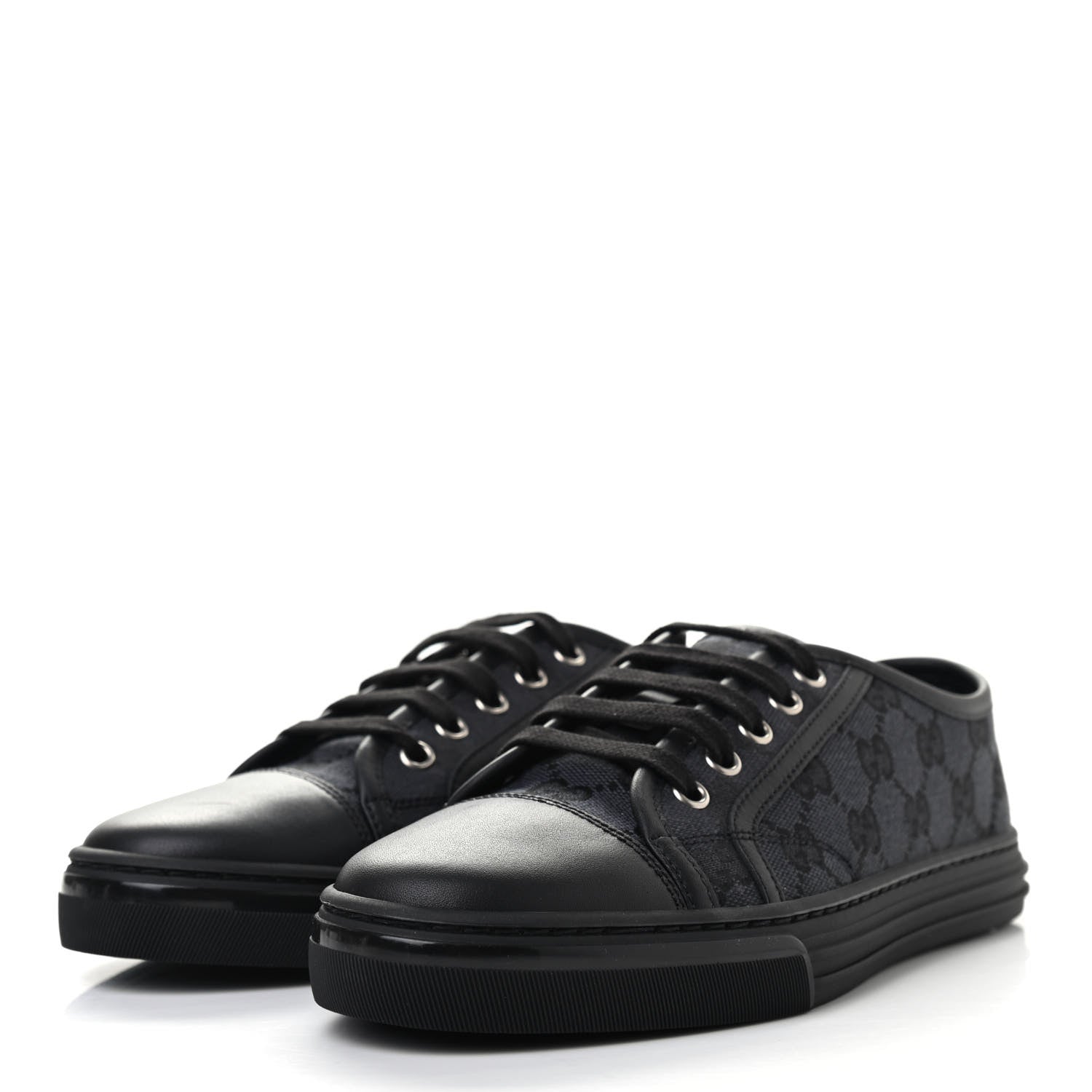 Gucci GG Monogram Calfskin Womens Low Top Sneakers 36.5 Piombo Black 3 of 11