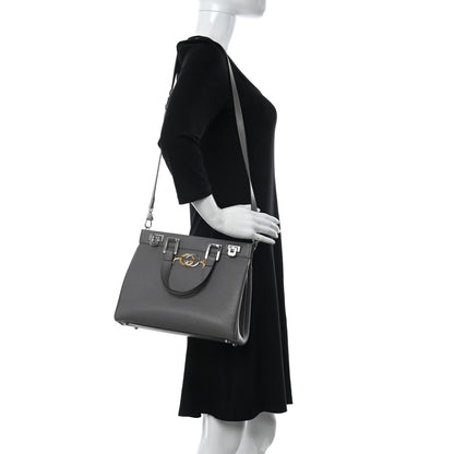 Gucci Grainy Calfskin Small Zumi Top Handle Bag Dusty Grey 2 of 10