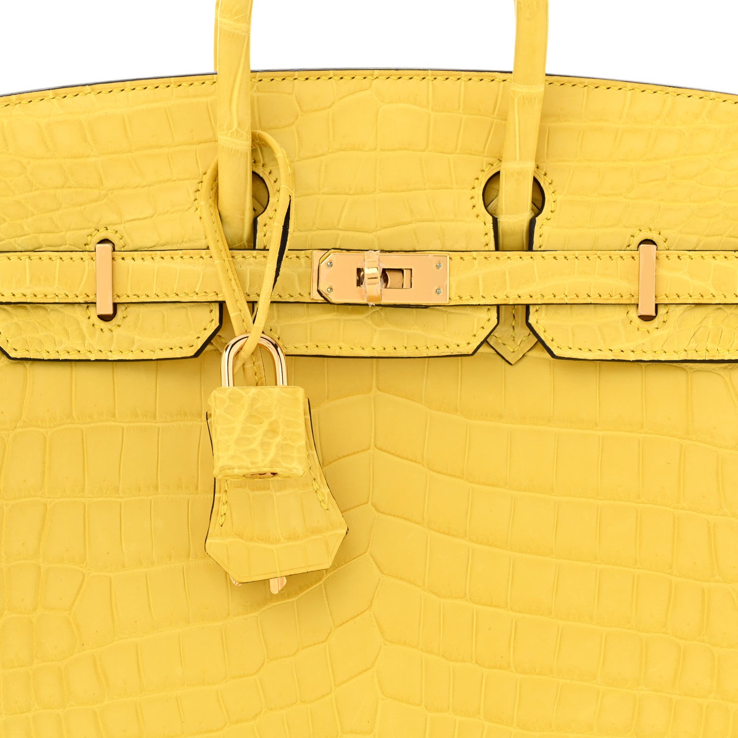 Hermes Matte Niloticus Crocodile Birkin 25 Mimosa 1699385