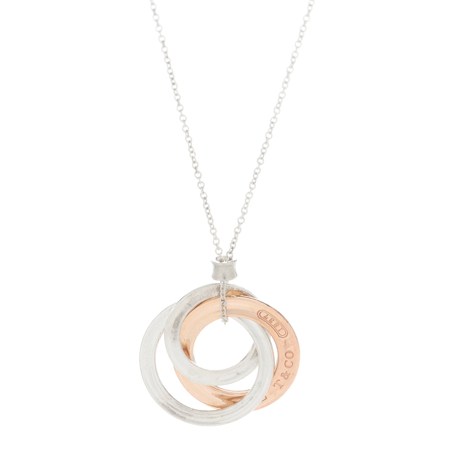 Sterling Silver Rubedo Small Interlocking Circles Pendant Necklace