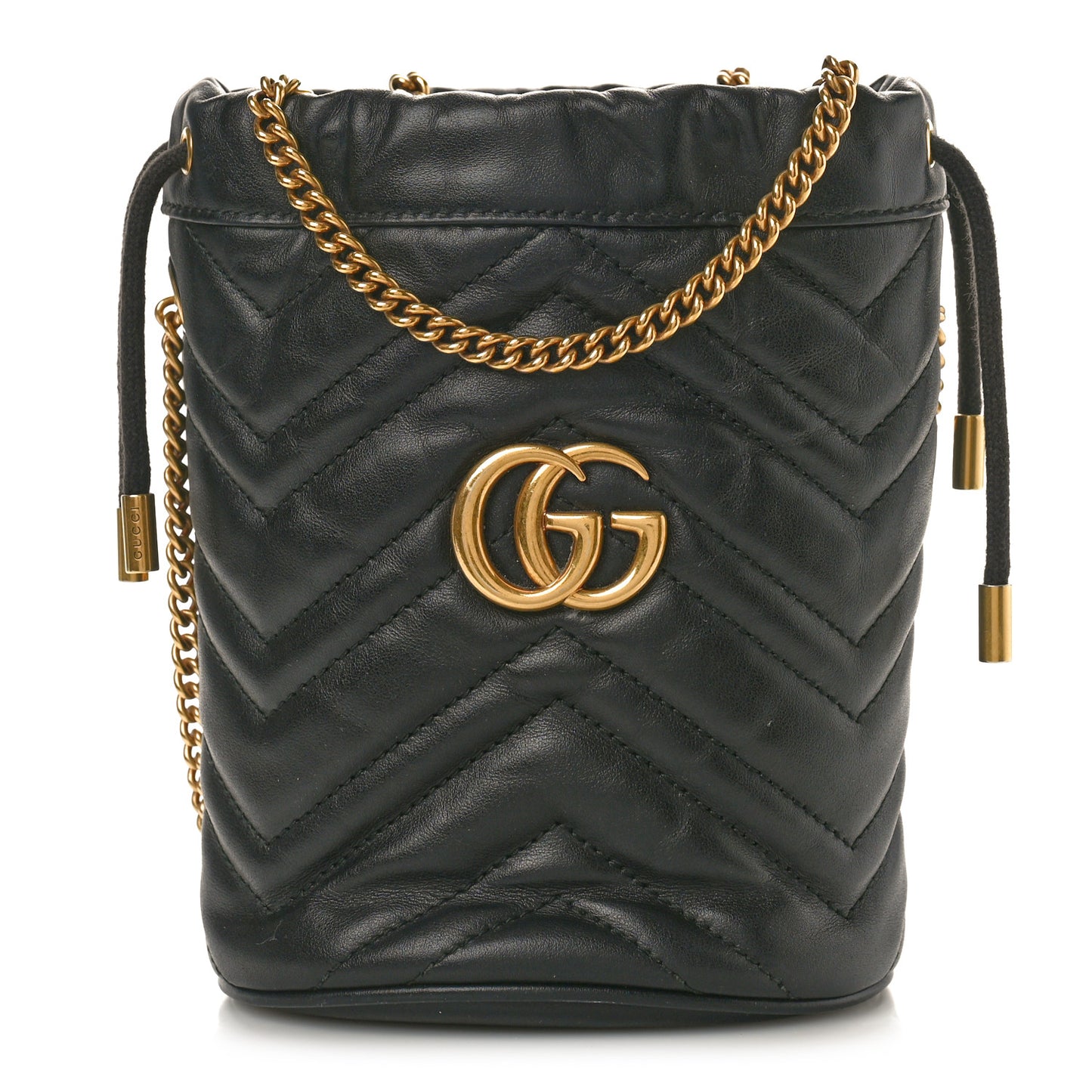 Calfskin Matelasse Mini GG Marmont 2.0 Bucket Bag Black