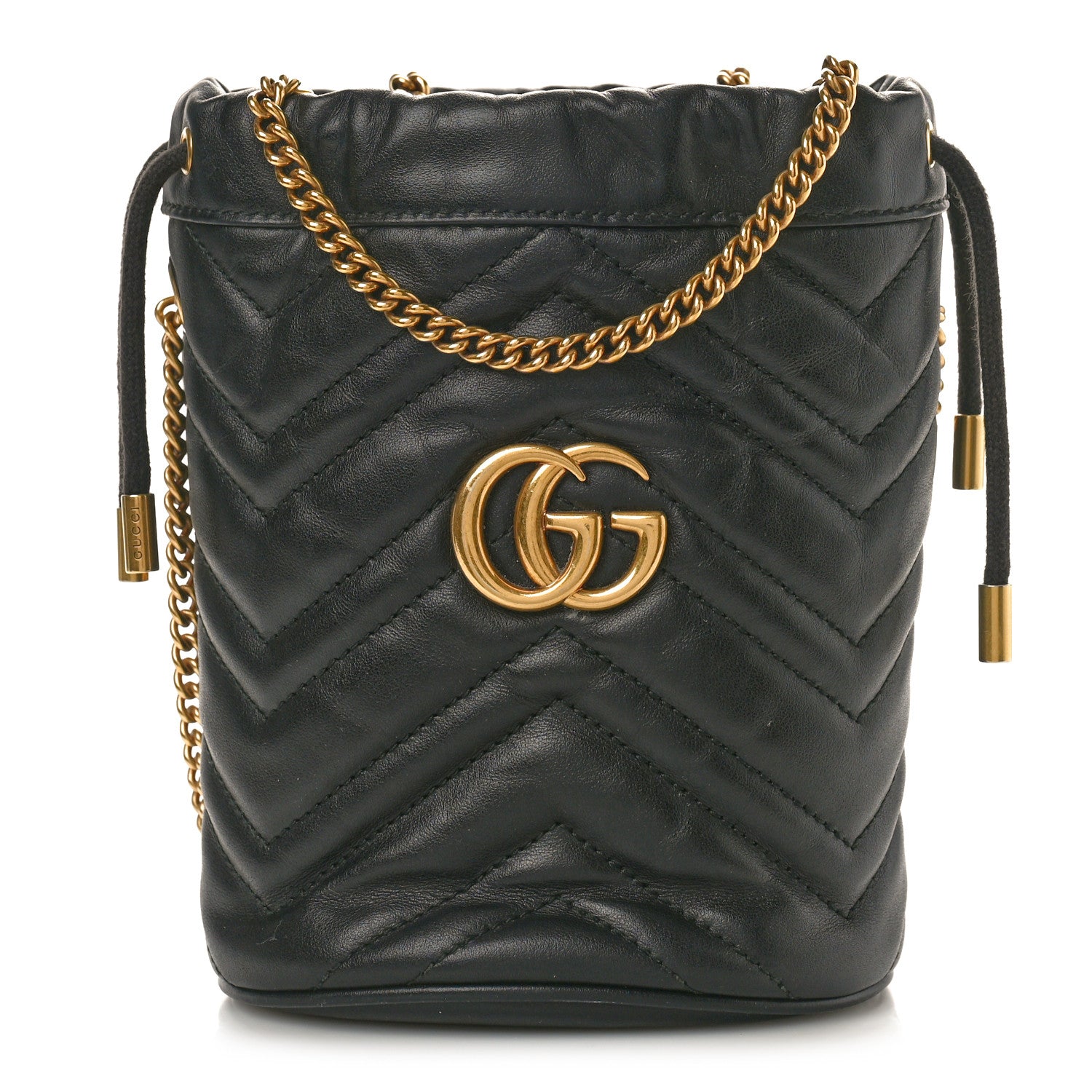 Gucci Calfskin Matelasse Mini GG Marmont 2.0 Bucket Bag Black 1 of 11