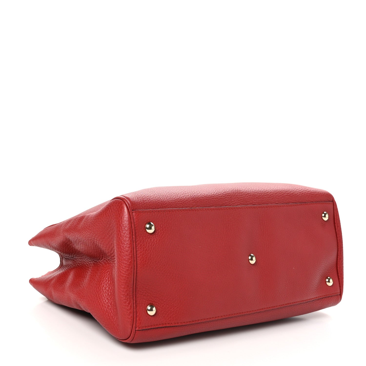 Gucci Pebbled Calfskin Medium Bamboo Shopper Tote Red 3 of 10