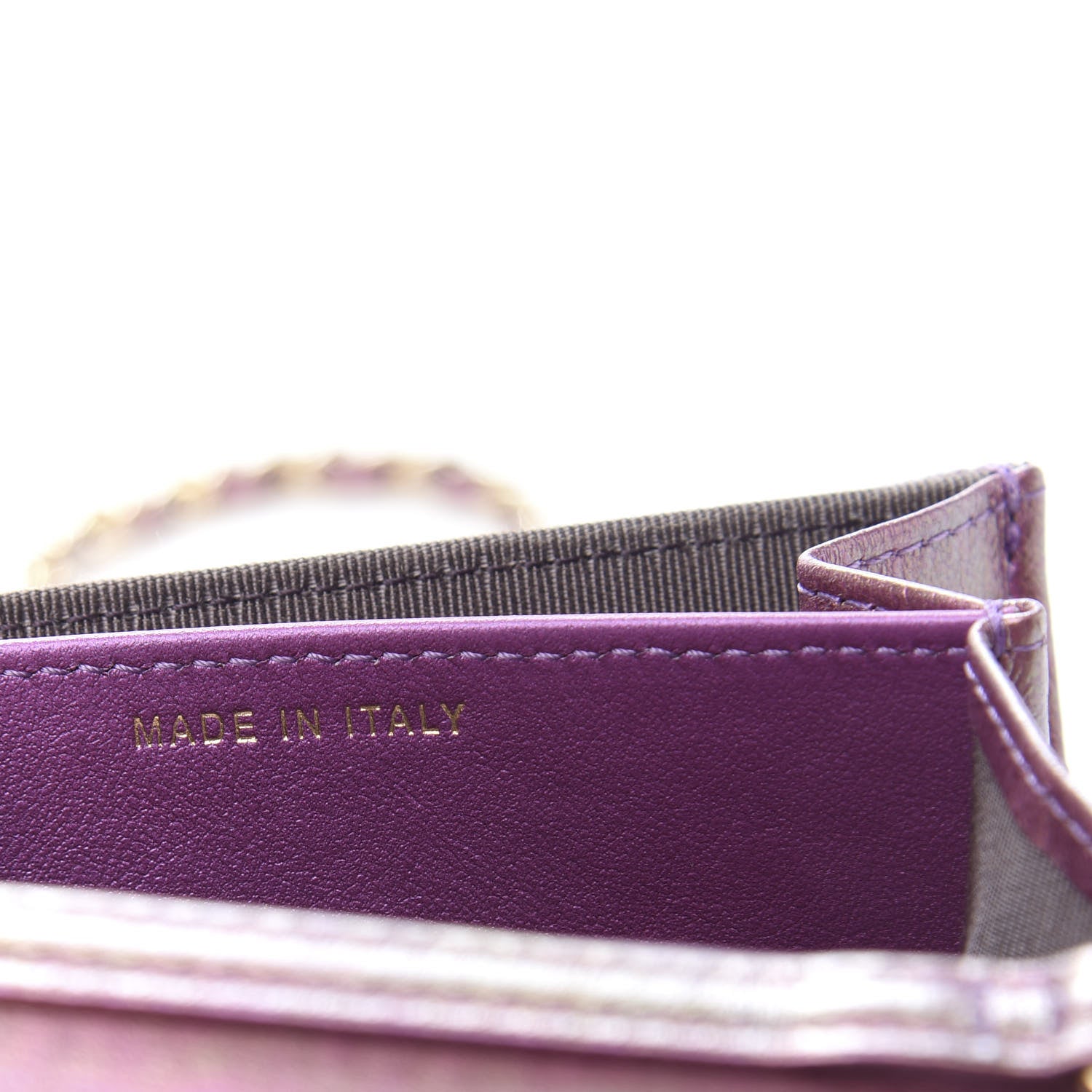 Chanel Iridescent Lambskin Quilted Flap Card Holder On Chain Purple 7 of 12