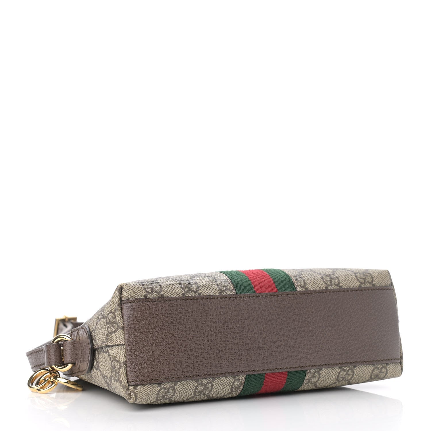 Gucci GG Supreme Monogram Textured Dollar Calfskin Web Small Ophidia Dome Shoulder Bag Beige Ebony New Acero 4 of 11