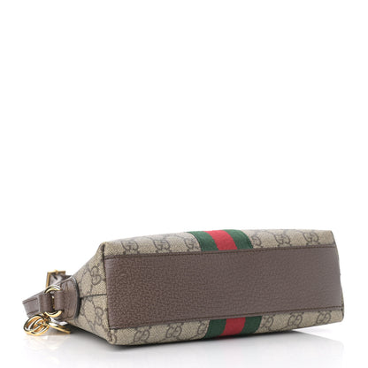 Gucci GG Supreme Monogram Textured Dollar Calfskin Web Small Ophidia Dome Shoulder Bag Beige Ebony New Acero 4 of 11