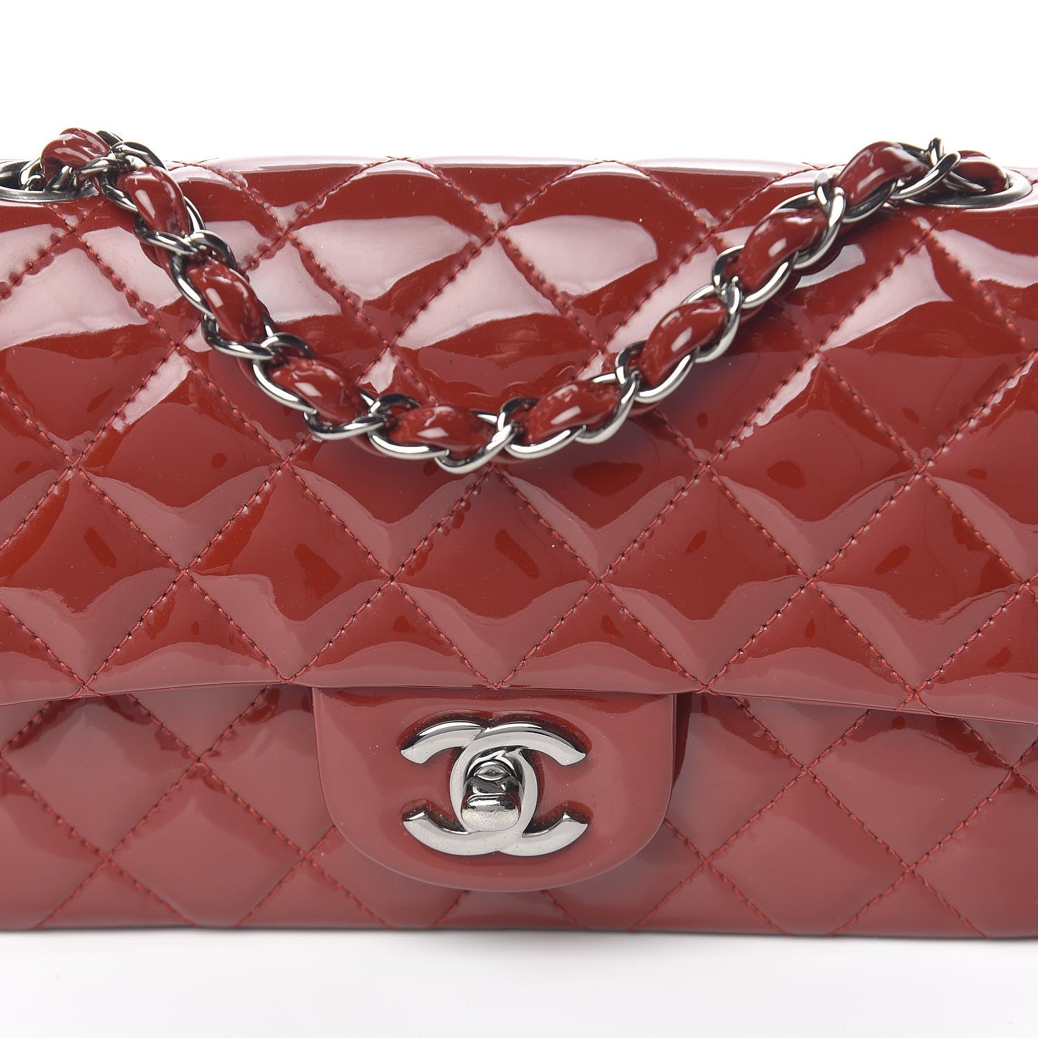 Chanel Patent Calfskin Quilted Mini Rectangular Flap Red 12 of 12
