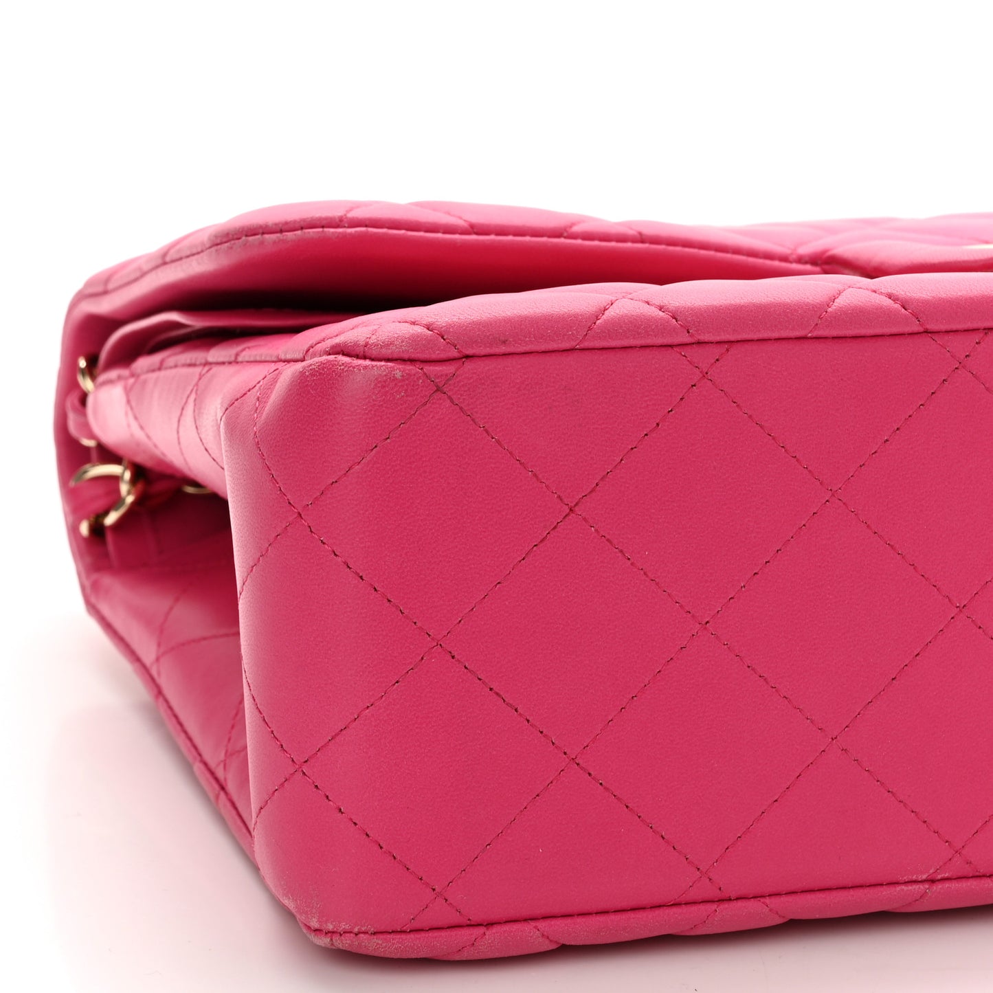 Lambskin Quilted Jumbo Double Flap Dark Pink