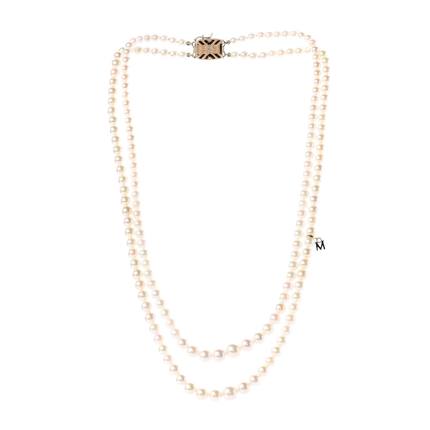 Mikimoto 18K Yellow Gold Akoya Pearl 3.5-7mm Double Strand Graduated Necklace 18" 3 of 6