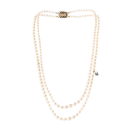 Mikimoto 18K Yellow Gold Akoya Pearl 3.5-7mm Double Strand Graduated Necklace 18" 3 of 6