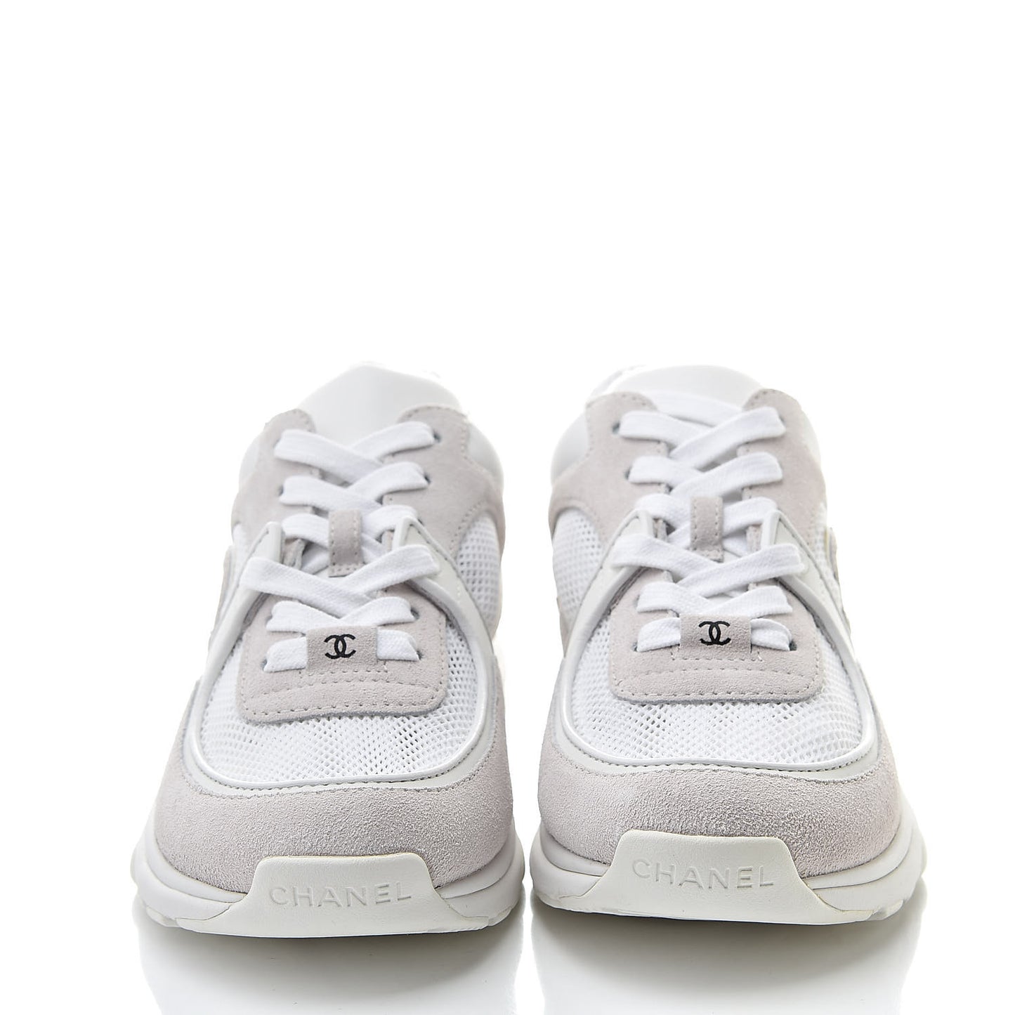 Suede Calfskin Fabric CC Sneakers 36 White
