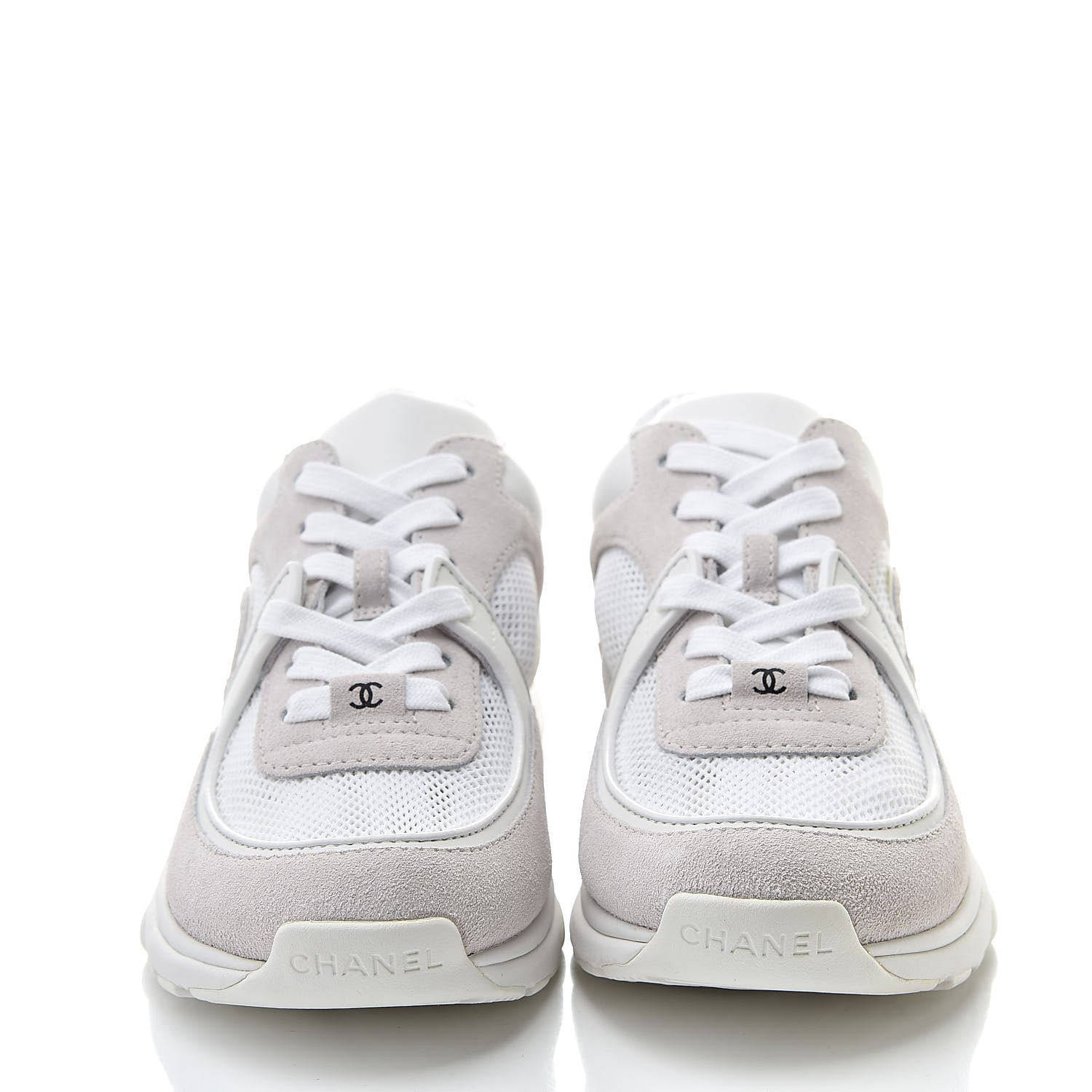 Chanel Suede Calfskin Fabric CC Sneakers 36 White 2 of 8