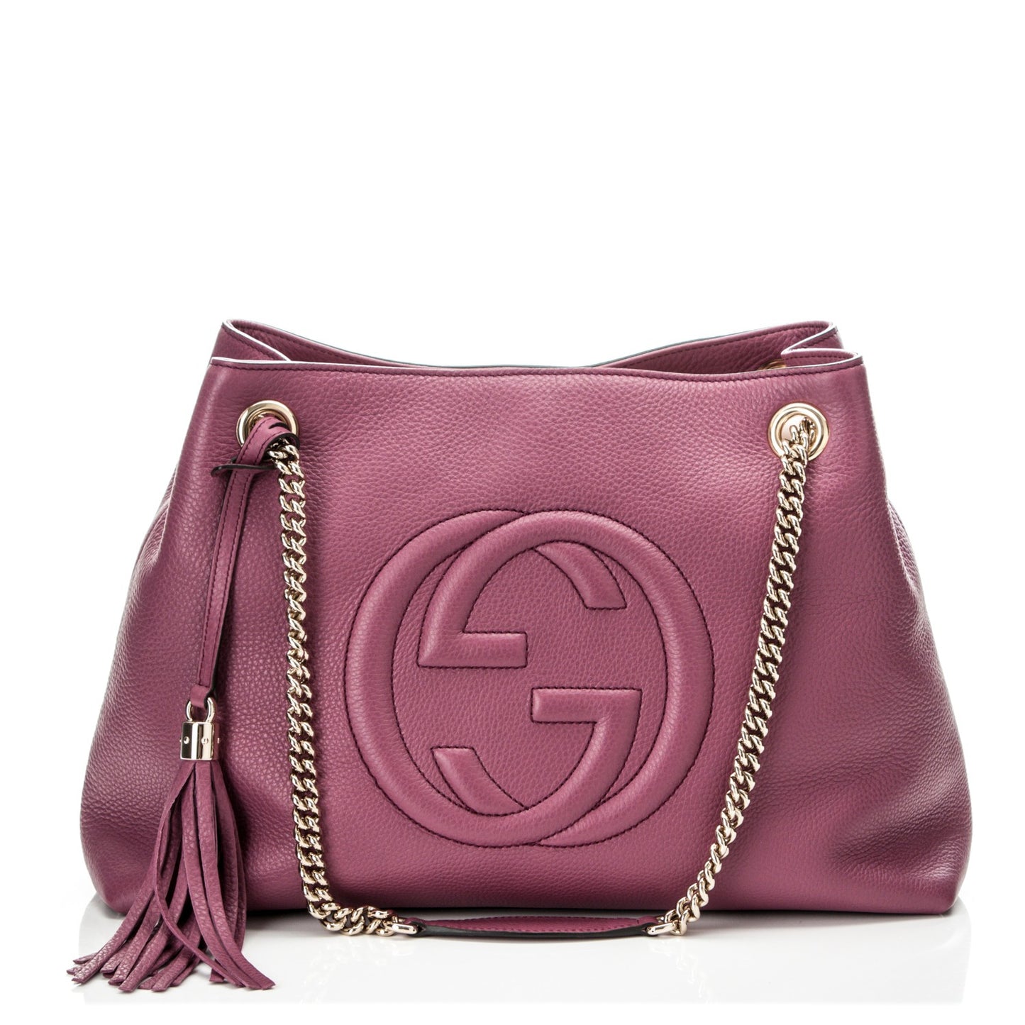 Pebbled Calfskin Medium Soho Chain Shoulder Bag Peonia Flower