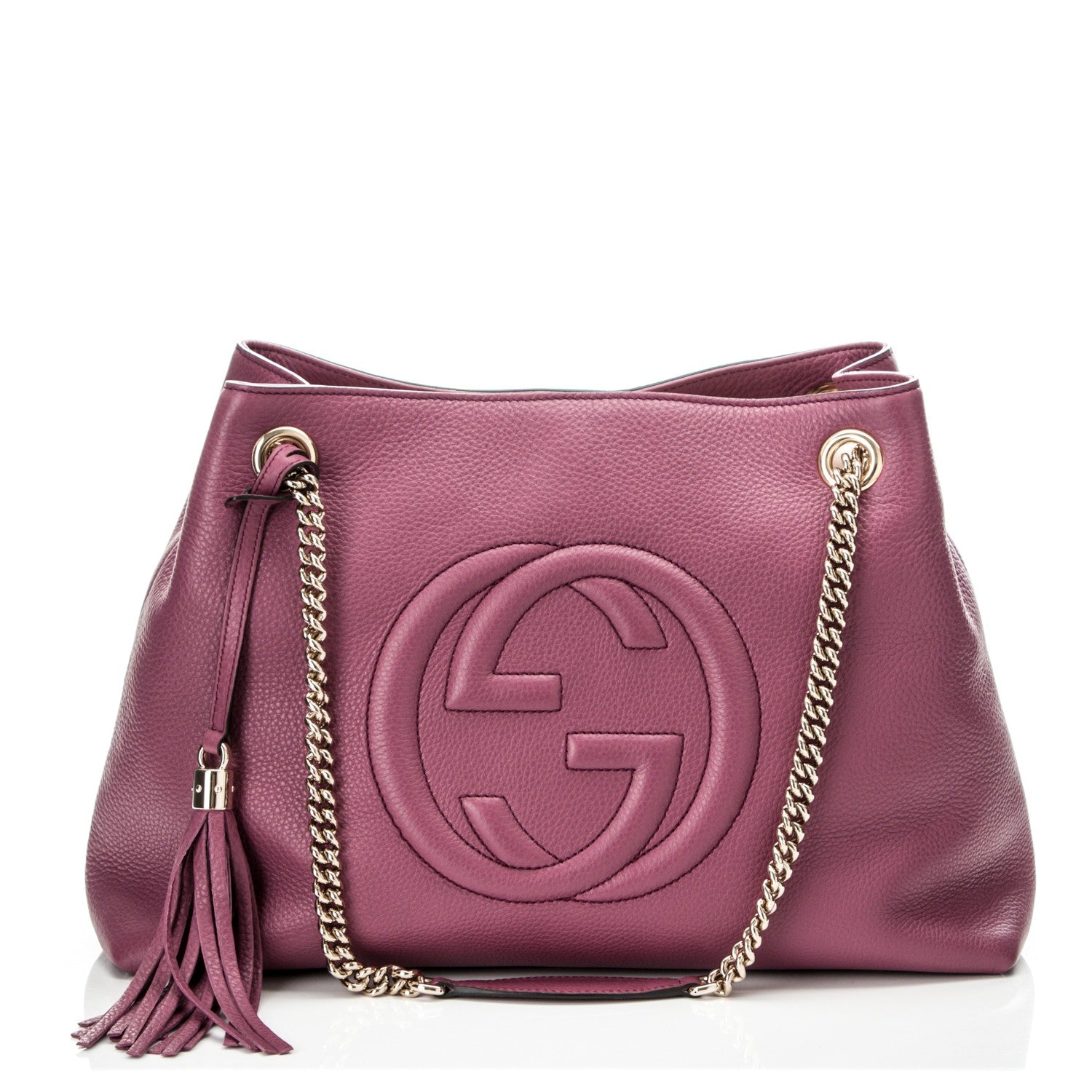 Gucci Pebbled Calfskin Medium Soho Chain Shoulder Bag Peonia Flower 1 of 7