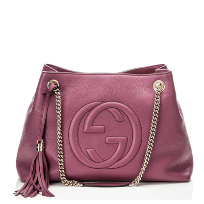 Gucci Pebbled Calfskin Medium Soho Chain Shoulder Bag Peonia Flower 1 of 7