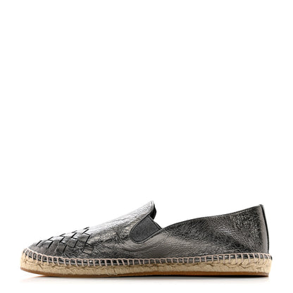Bottega Veneta Metallic Nappa Intrecciato Woven Espadrille 39 Antique Silver 1 of 10