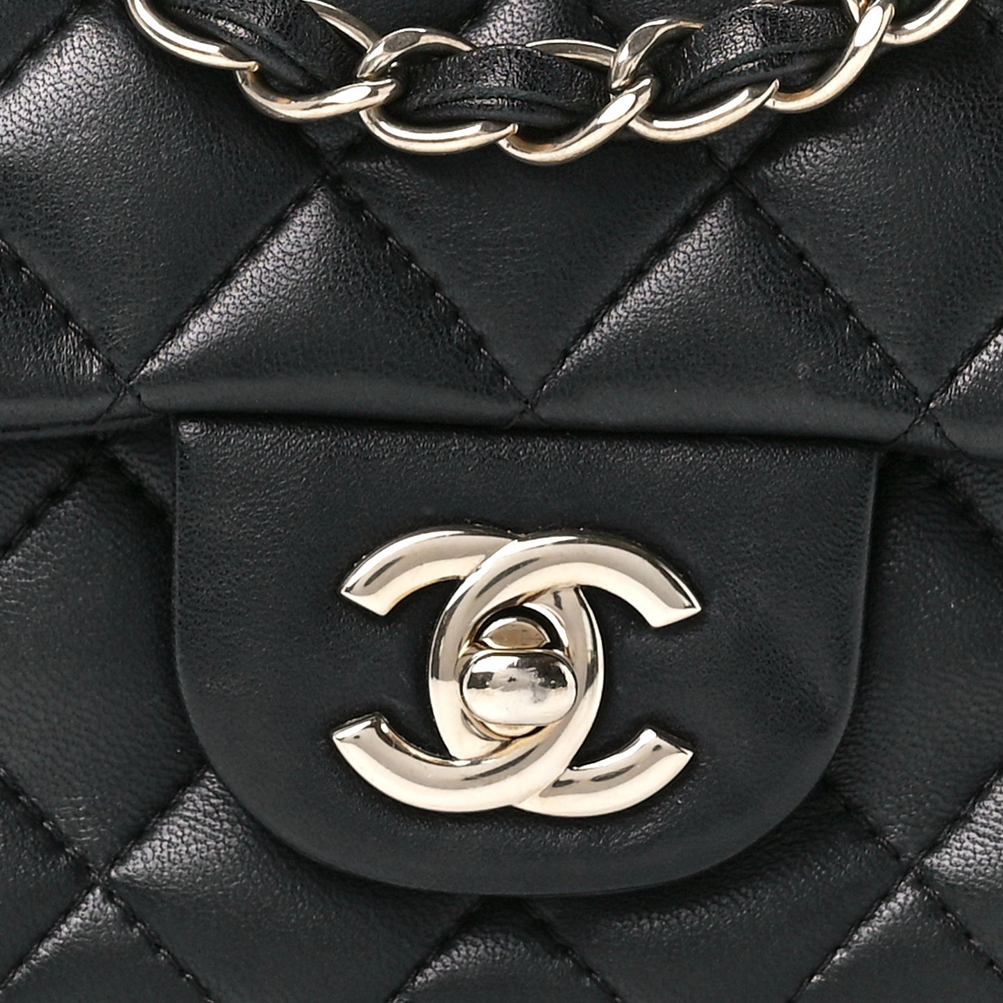 Lambskin Quilted Mini Square Flap Black