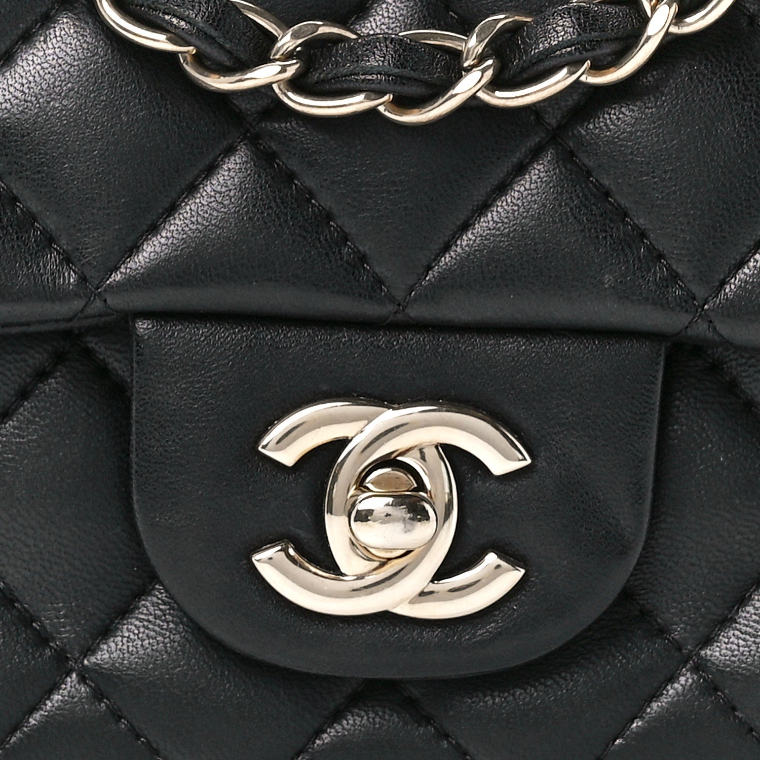 Chanel Lambskin Quilted Mini Square Flap Black 9 of 12