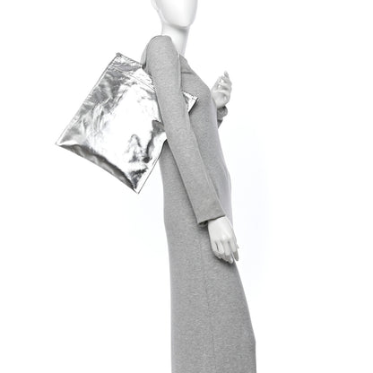 Tom Ford Metallic Calfskin Flat Drawstring Tote Silver 2 of 10