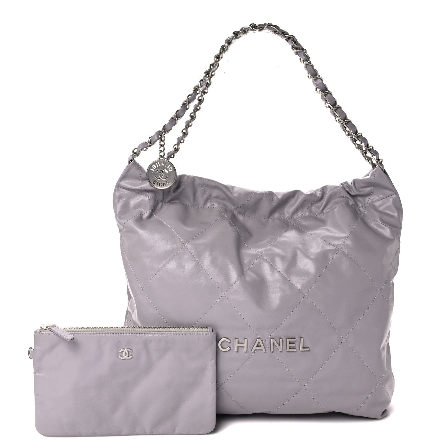 Chanel Shiny Calfskin Quilted Chanel 22 Light Grey 1 of 10
