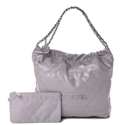 Chanel Shiny Calfskin Quilted Chanel 22 Light Grey 1 of 10