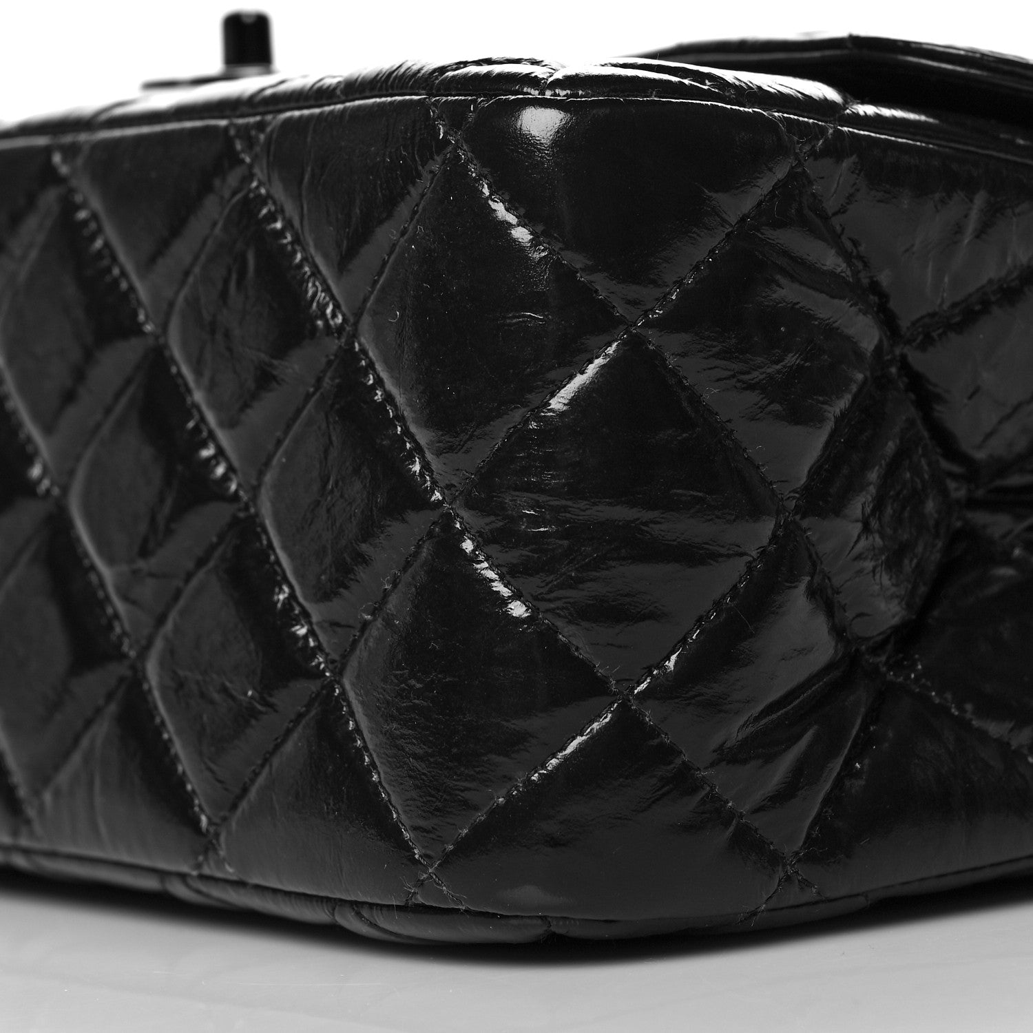 Chanel Shiny Distressed Calfskin Quilted Jumbo Double Flap So Black 10 of 10