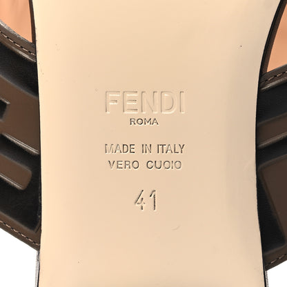 Fendi Vitello FF Embossed Buckle Flat Mules 41 Maya Black 6 of 8