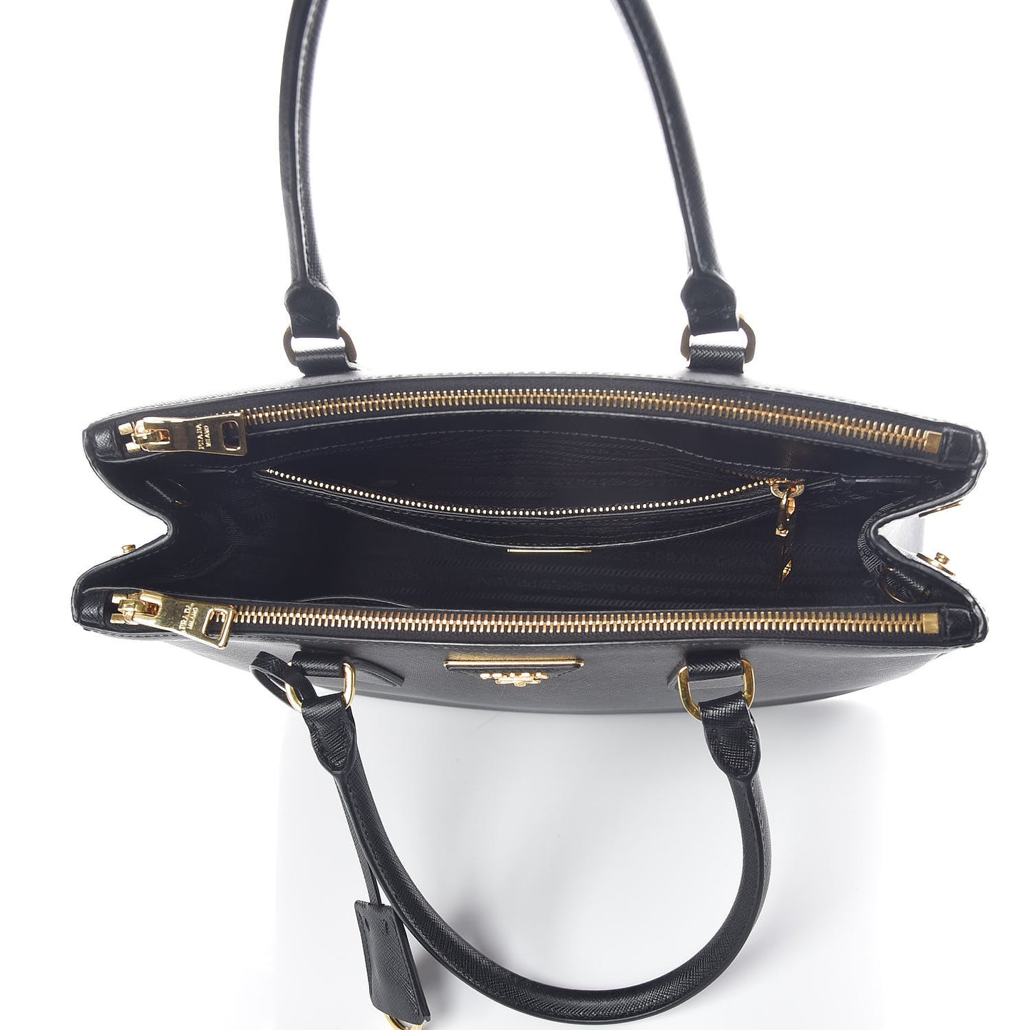 Saffiano Medium Galleria Double Zip Tote Black