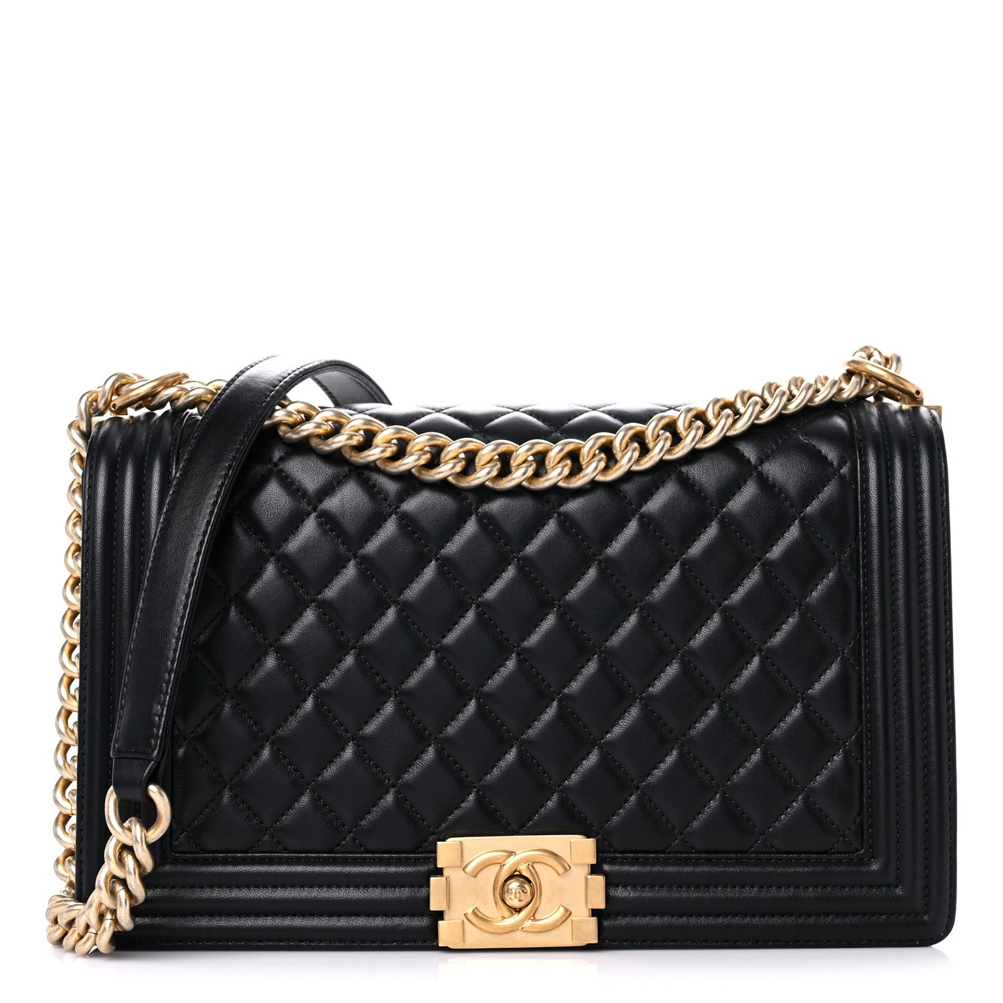Lambskin Quilted New Medium Boy Flap Black