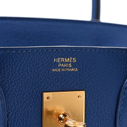 Hermes Taurillon Clemence Birkin 30 Bleu France 6 of 9