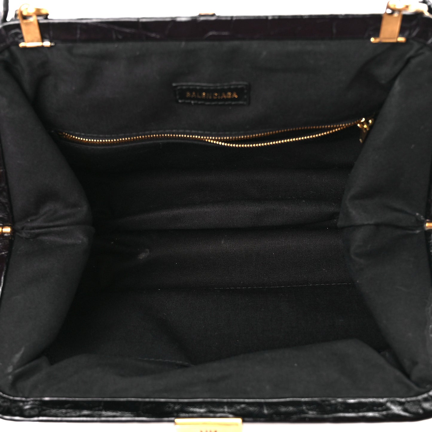 Shiny Supple Calfskin Logo Crocodile Embossed Cloud Crossbody Bag Black White