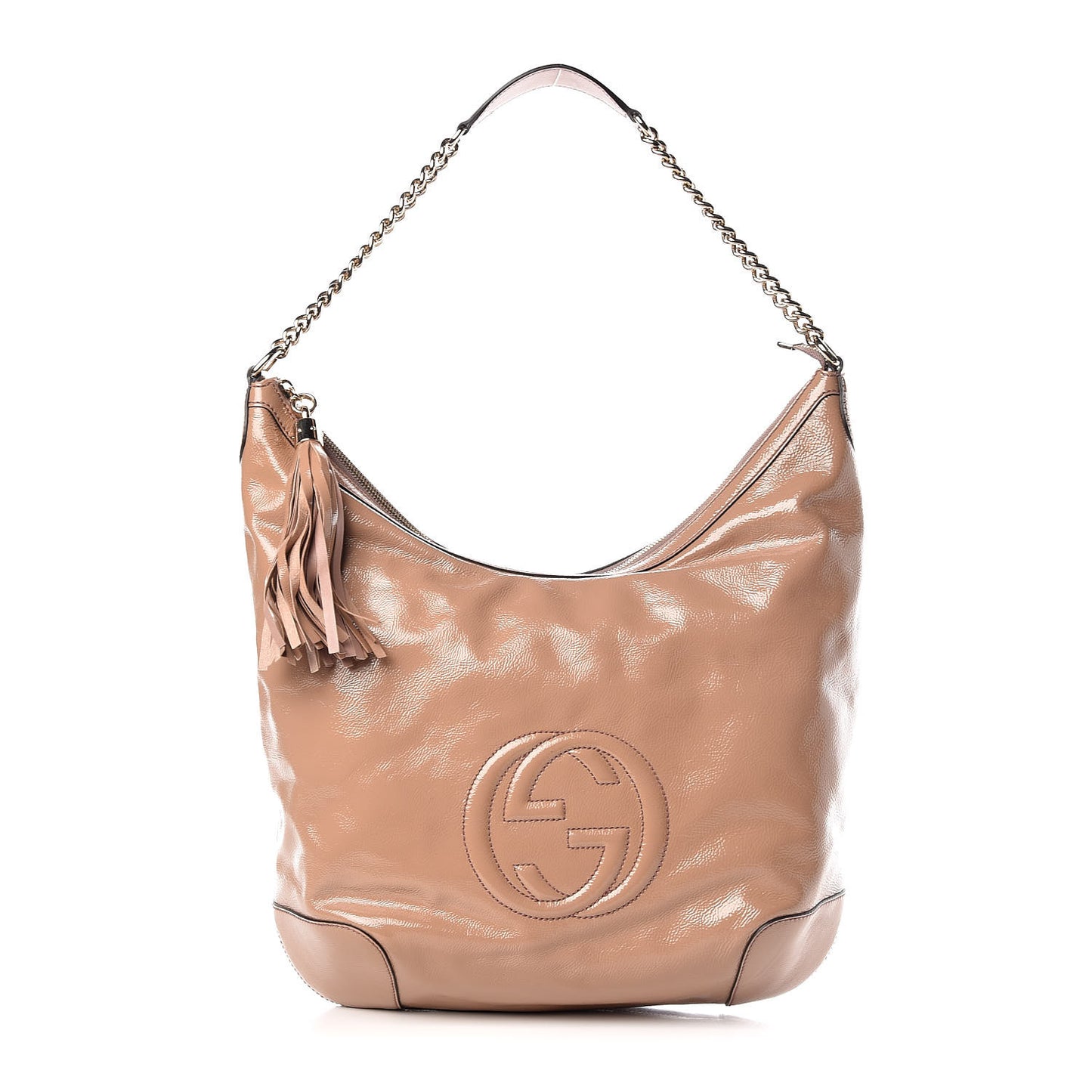 Patent Medium Soho Chain Hobo Dark Cipria