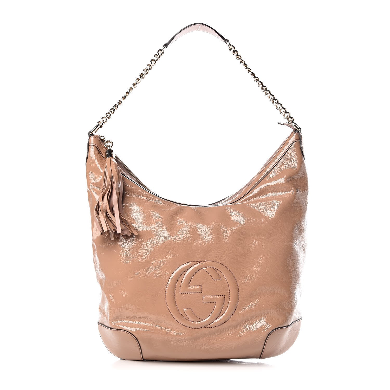 Gucci Patent Medium Soho Chain Hobo Dark Cipria 1 of 10
