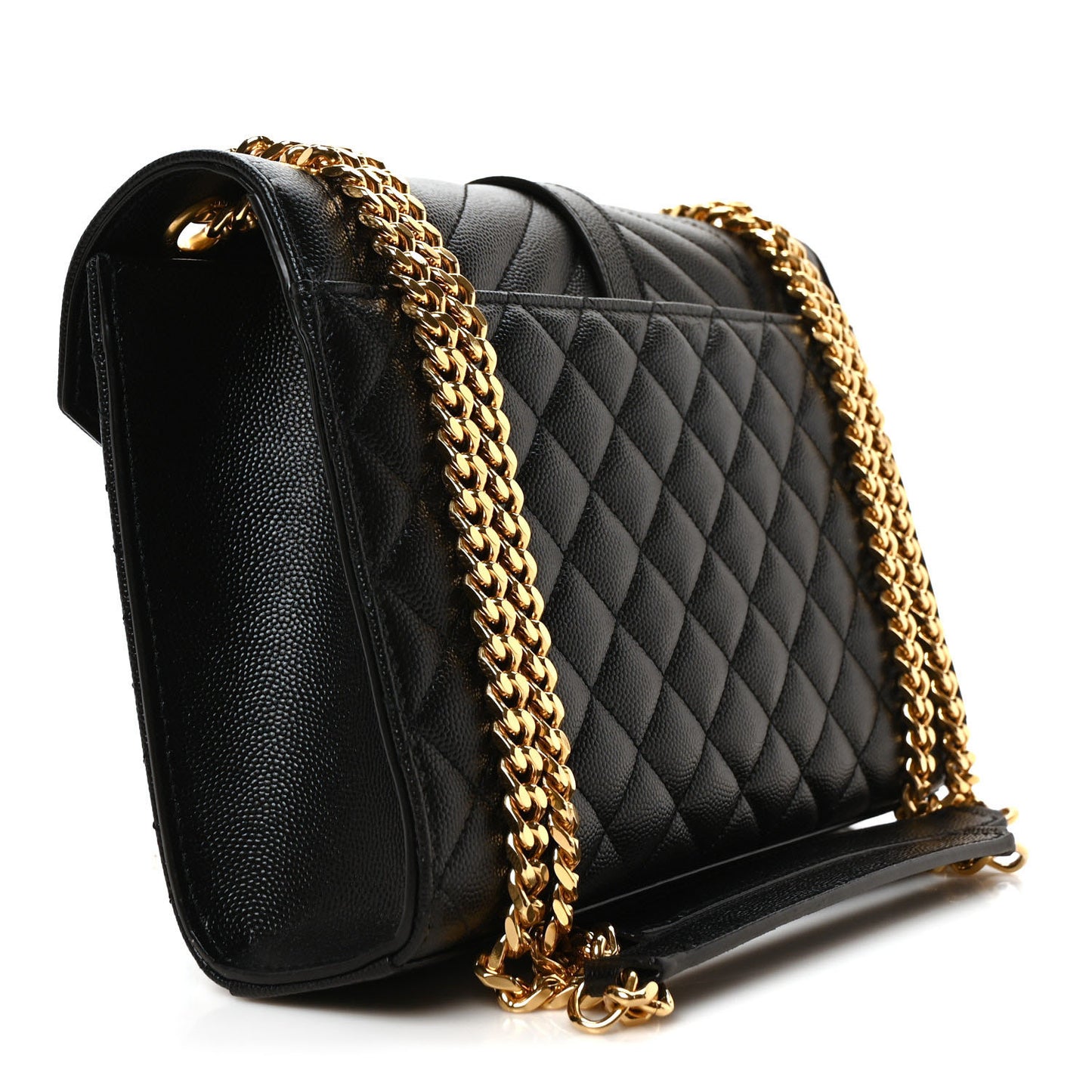 Grain De Poudre Textured Mixed Matelasse Triquilt Medium Monogram Satchel Black