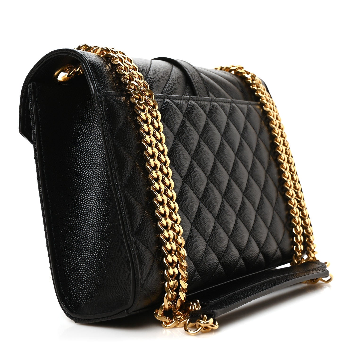 Saint Laurent Grain De Poudre Textured Mixed Matelasse Triquilt Medium Monogram Satchel Black 3 of 10