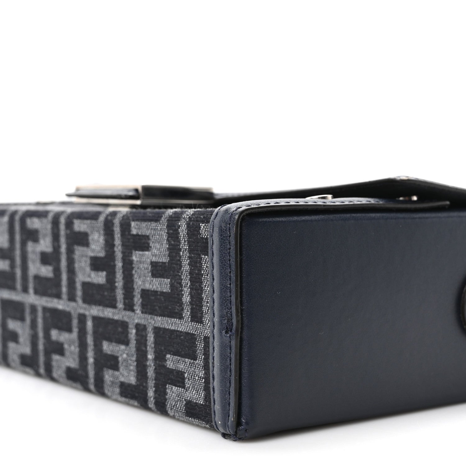 Fendi Recycled Fabric Jacquard Vitello King FF 1974 Baguette Soft Trunk  Blue 10 of 10