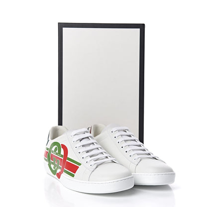 Gucci Calfskin Interlocking G Womens New Ace Sneakers 40 White Red Flame Green 9 of 9
