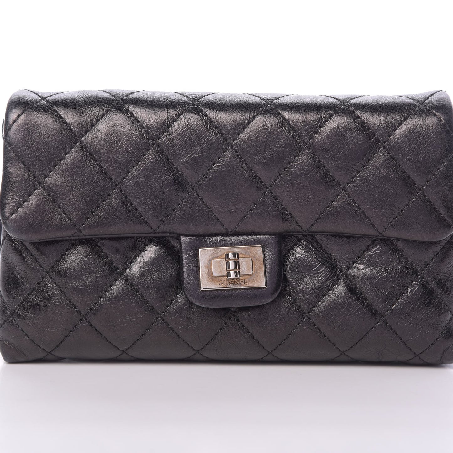 Aged Calfskin Quilted 2.55 Reissue Flap Belt Bag Clutch Black