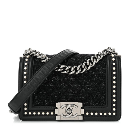 Chanel Calfskin Pearl Tweed Small Boy Flap Black 1 of 10