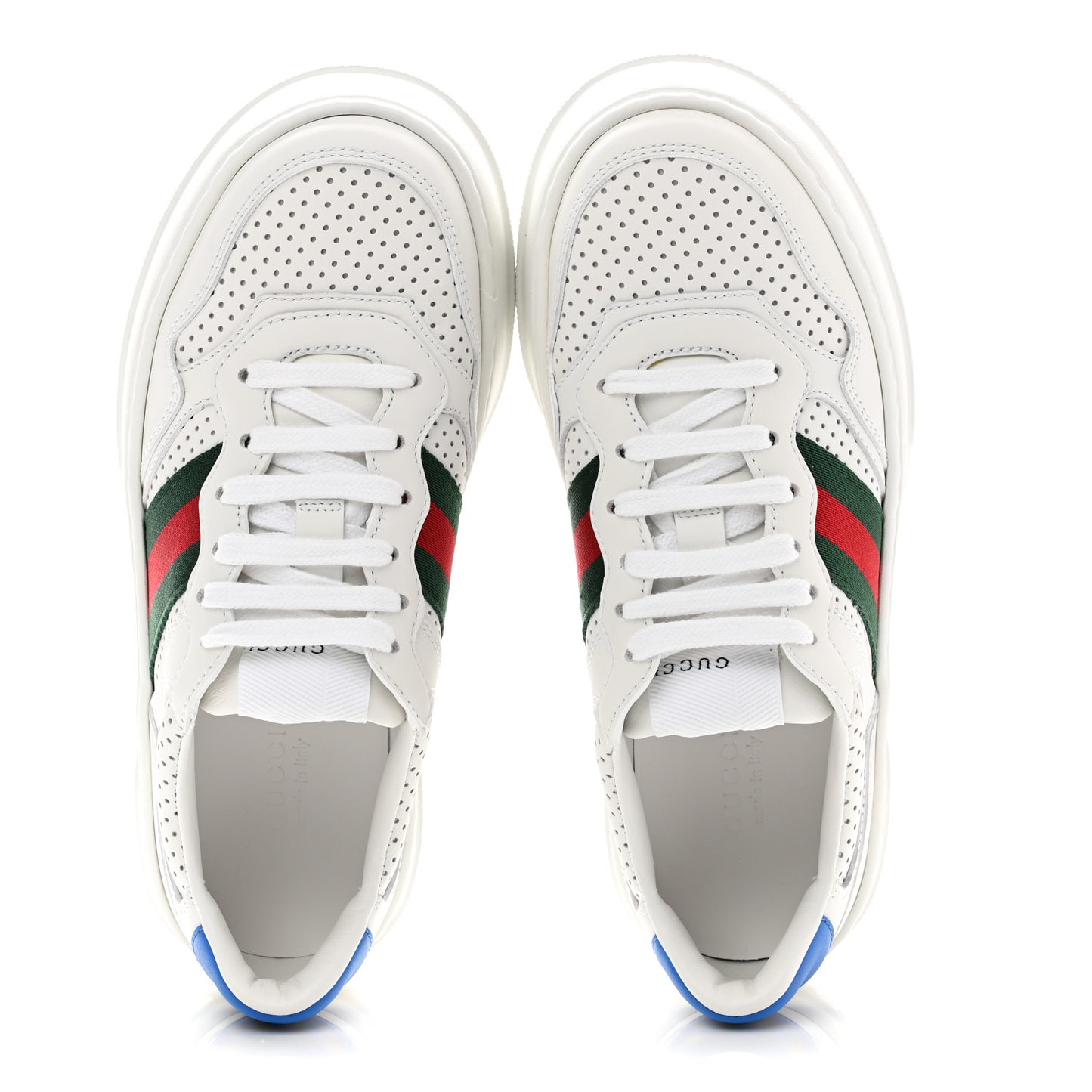Calfskin Web Perforated Womens Platform 55mm Sneakers 36 White Bright Splash