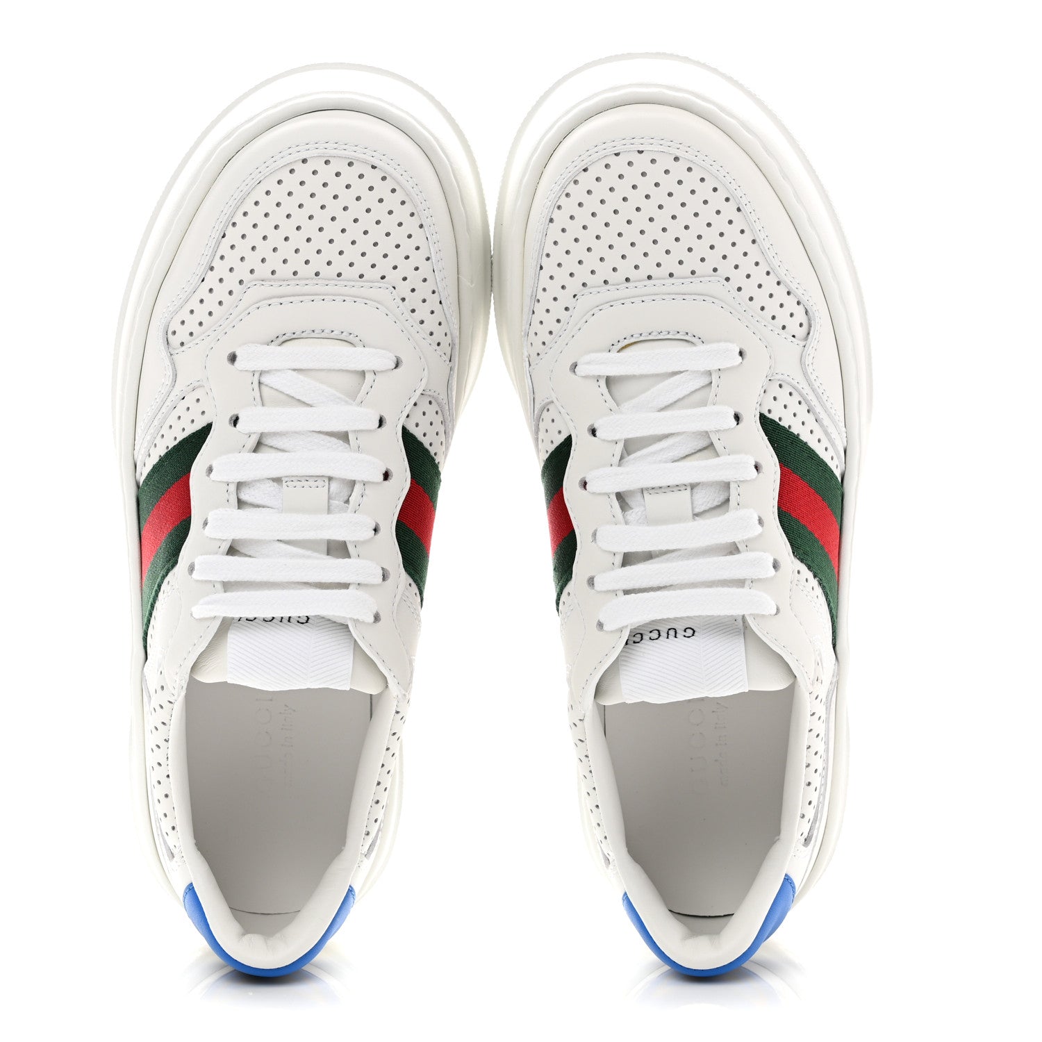 Gucci Calfskin Web Perforated Womens Platform 55mm Sneakers 36 White Bright Splash 5 of 10