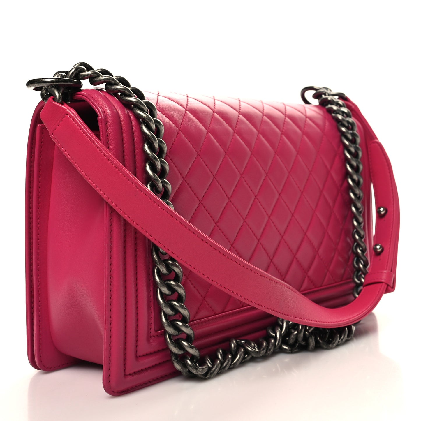 Lambskin Quilted New Medium Boy Flap Pink