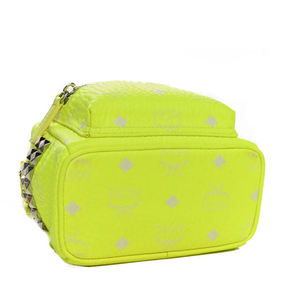 MCM Visetos Side Stud X-Mini Stark Bebe Boo Backpack Neon Yellow 4 of 9