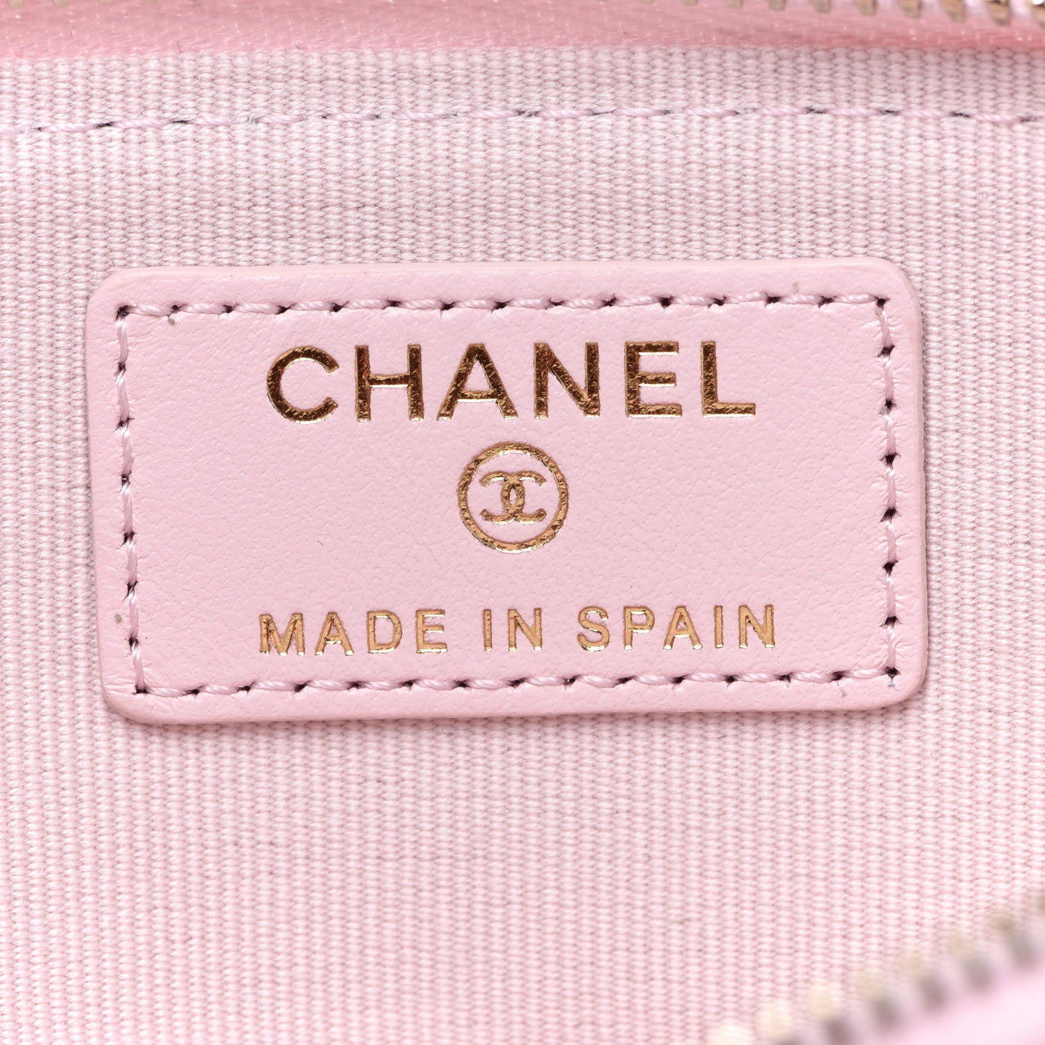 Chanel Caviar Quilted Crystal Zip Card Holder Wallet Light Pink 6 of 8