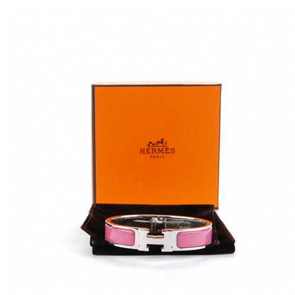Hermes Narrow Enamel Clic Clac H Bracelet PM Rose Velours 5 of 5
