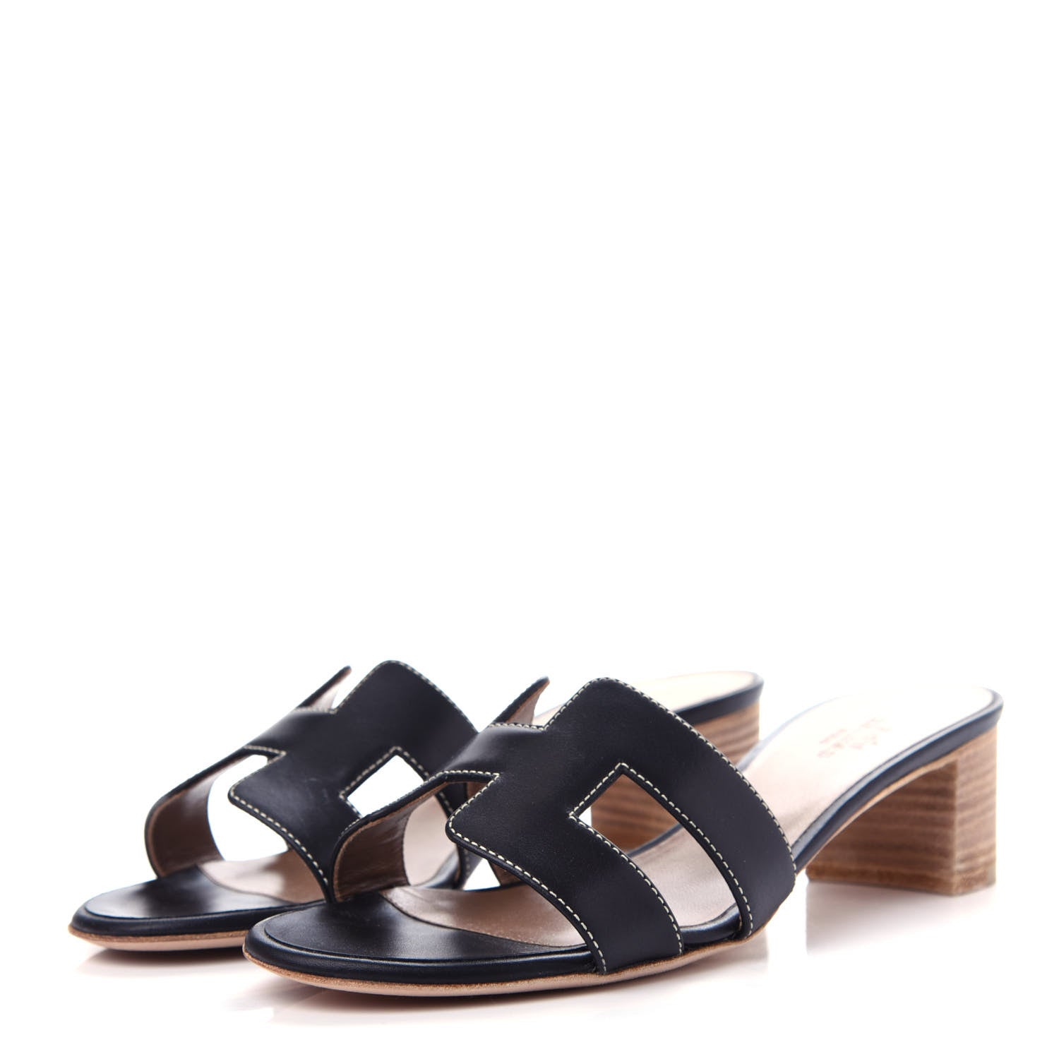 Hermes Calfskin Oasis Sandals 37 Black 3 of 11